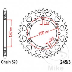JT SPROCKETS Corona plato transmisión 42T P-520 Ø130 MM Ø150 727.16.12