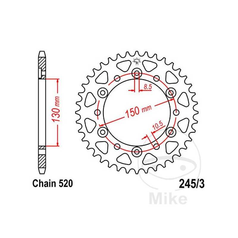 JT SPROCKETS Corona plato transmisión 42T P-520 Ø130 MM Ø150 727.16.12