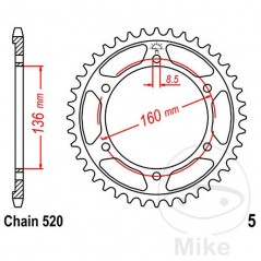 ESJOT Corona plato transmisión 40T P-520 Ø136 MM Ø160 727.08.70