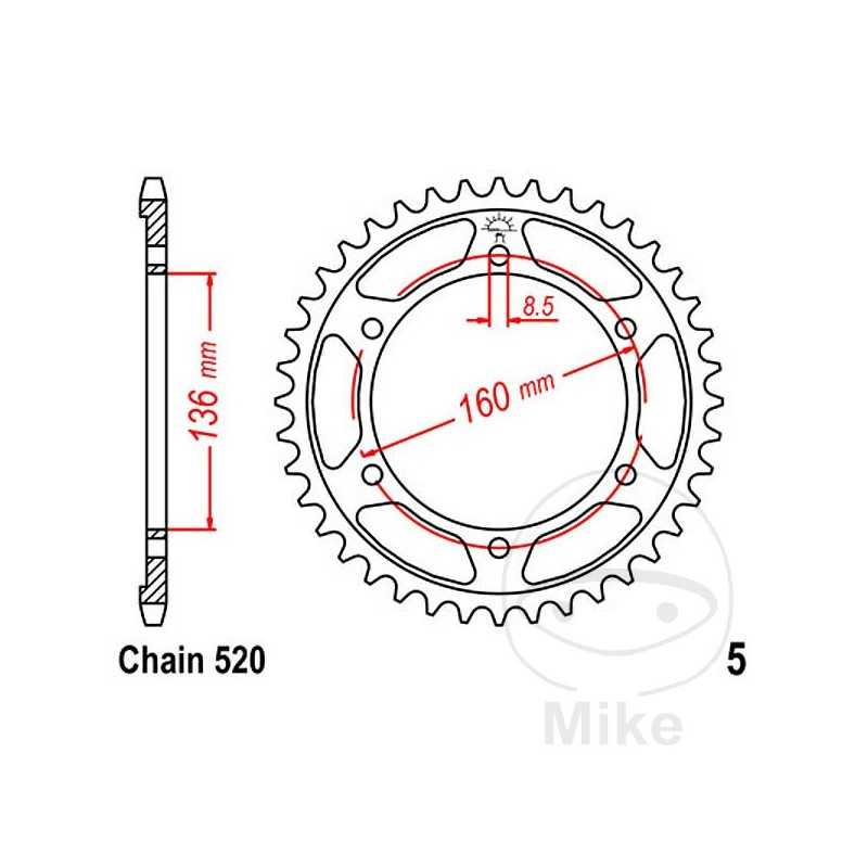 ESJOT Corona plato transmisión 40T P-520 Ø136 MM Ø160 727.08.70