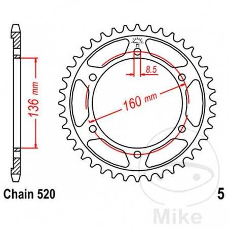 ESJOT Transmission plate crown 40T P-520 Ø136 MM Ø160 727.08.70