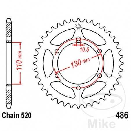 JT SPROCKETS Corona plato transmisión 45T P- 520 ALTN: 7270738 727.19.43