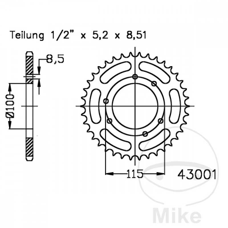 ESJOT Corona plato transmisión 46T P-420 Ø100 MM Ø115 727.19.50