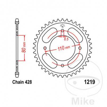 JT SPROCKETS Transmission plate crown 42T P-428 Ø080 MM Ø110 727.21.49