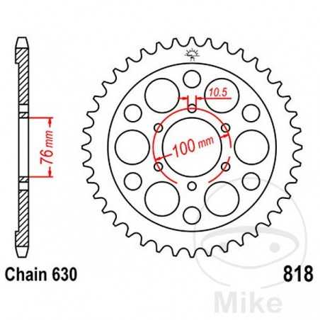 JT SPROCKETS Transmission plate crown 42T P-630 Ø076 MM Ø100 727.22.71