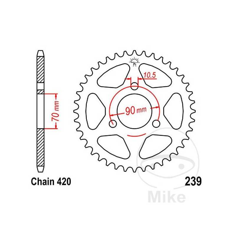 JT SPROCKETS Corona plato transmisión 42T P-420 Ø070 MM Ø090 727.34.44