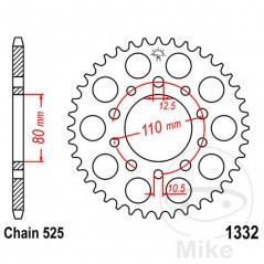JT SPROCKETS Corona plato transmisión 36T P-525 Ø80 MM Ø110 727.07.13