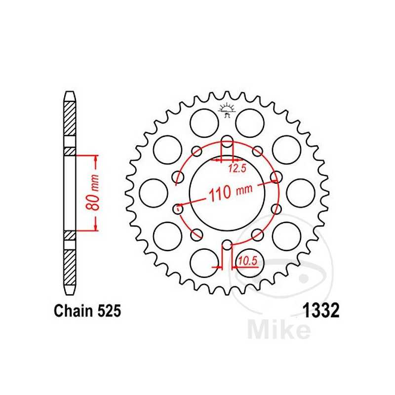 JT SPROCKETS Corona plato transmisión 36T P-525 Ø80 MM Ø110 727.07.13