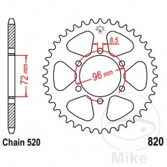 JT SPROCKETS Corona plato transmisión 42T P-520 Ø072 MM Ø096 727.31.13