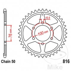 JT SPROCKETS Corona plato transmisión 38T P-530 Ø76 MM Ø100 727.31.39