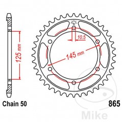 JT SPROCKETS Corona plato transmisión 44T P-530 Ø125 MM Ø145 727.34.85