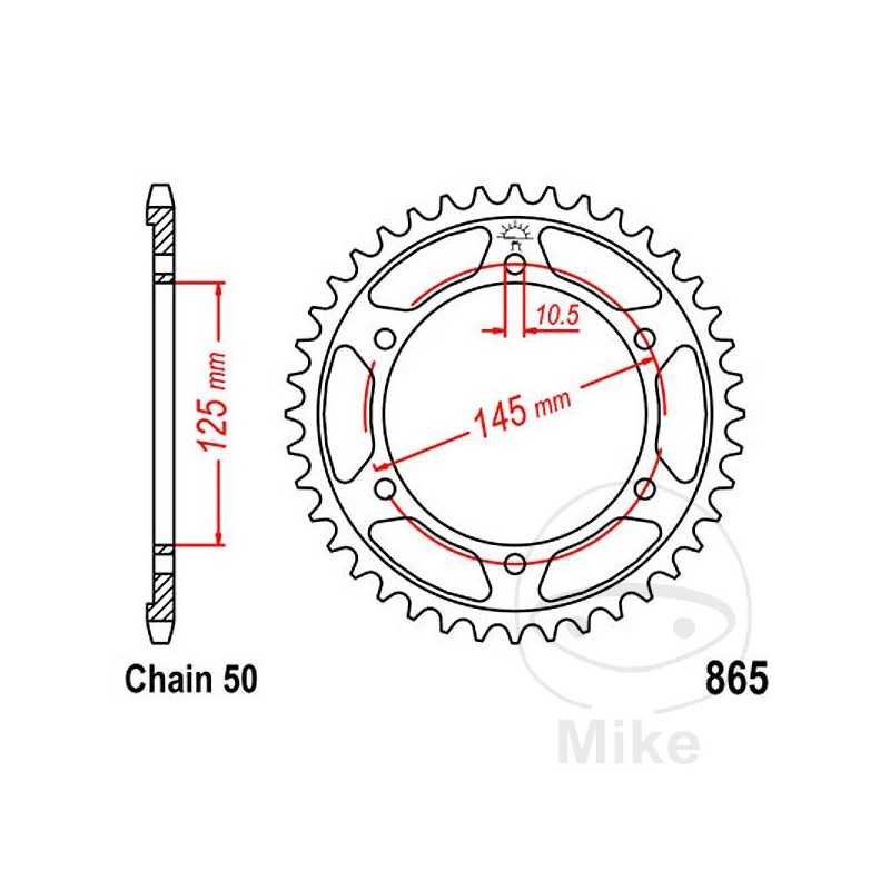 JT SPROCKETS Corona plato transmisión 44T P-530 Ø125 MM Ø145 727.34.85