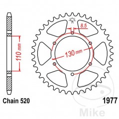 JT SPROCKETS Corona plato transmisión 45T P-520 Ø110 MM Ø130 727.37.30