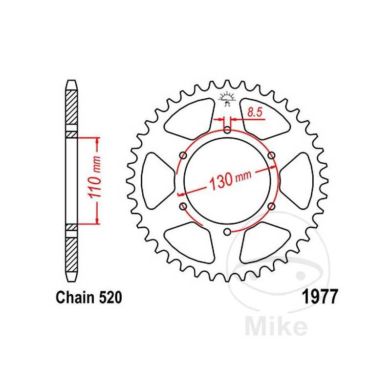 JT SPROCKETS Corona plato transmisión 45T P-520 Ø110 MM Ø130 727.37.30