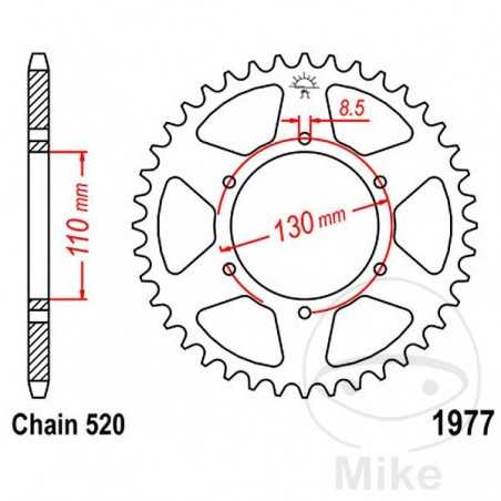 JT SPROCKETS Transmission plate crown 45T P-520 Ø110 MM Ø130 727.37.30