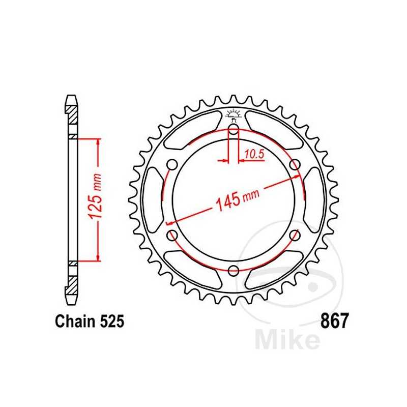 JT SPROCKETS Corona plato transmisión 42T P-525 Ø125 MM Ø145 727.57.61