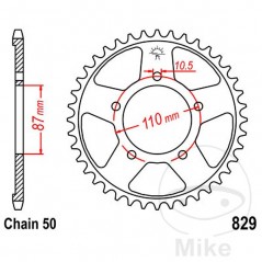 JT SPROCKETS Corona plato transmisión 42T P-530 Ø087 MM Ø110 727.42.44