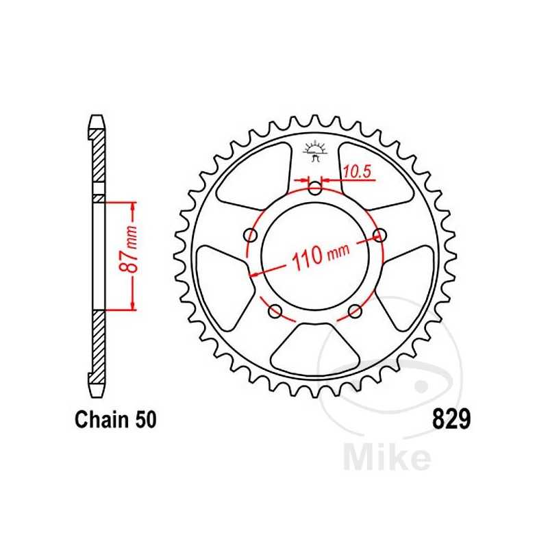 JT SPROCKETS Corona plato transmisión 42T P-530 Ø087 MM Ø110 727.42.44