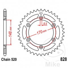 JT SPROCKETS Corona plato transmisión 42T P-520 Ø148 MM Ø170 727.42.36