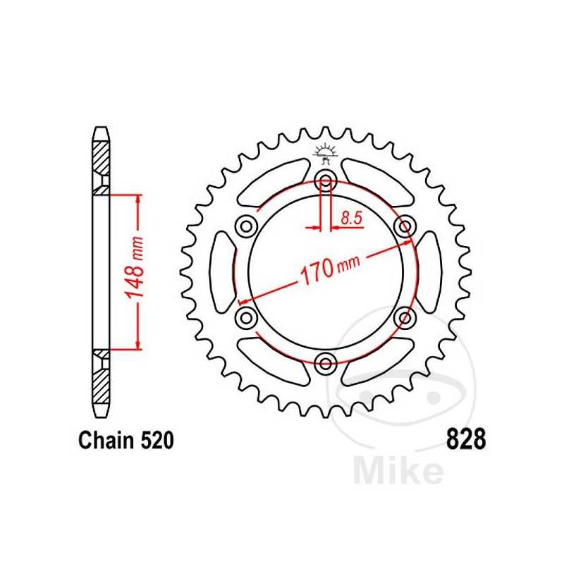 JT SPROCKETS Corona plato transmisión 42T P-520 Ø148 MM Ø170 727.42.36