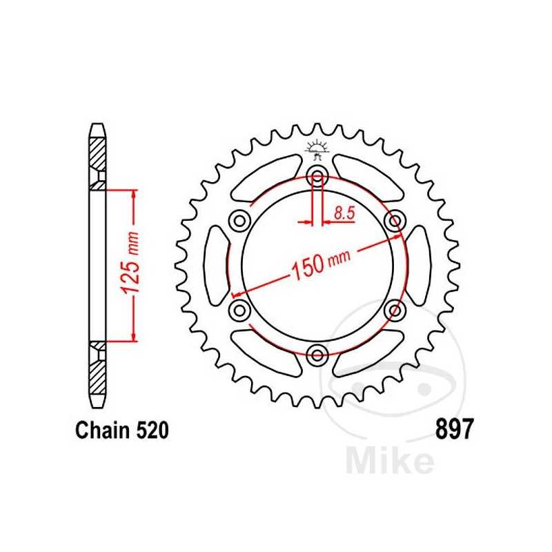JT SPROCKETS Corona plato transmisión 38T P-520 Ø125 MM Ø150 727.56.13