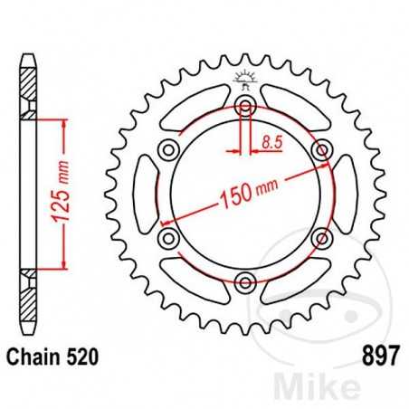 JT SPROCKETS Transmission plate crown 42T P-520 Ø125 MM Ø150 727.56.21
