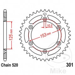 JT SPROCKETS Corona plato transmisión 39T P-520 Ø125 MM Ø153 727.03.71