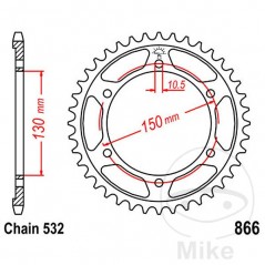 JT SPROCKETS Corona plato transmisión 38T P-532 Ø130 MM Ø150 727.51.83