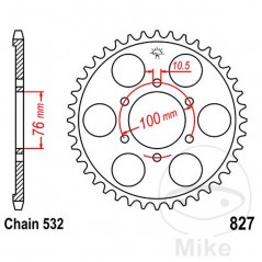 JT SPROCKETS Corona plato transmisión 44T P-532 Ø076 MM Ø100 727.56.62