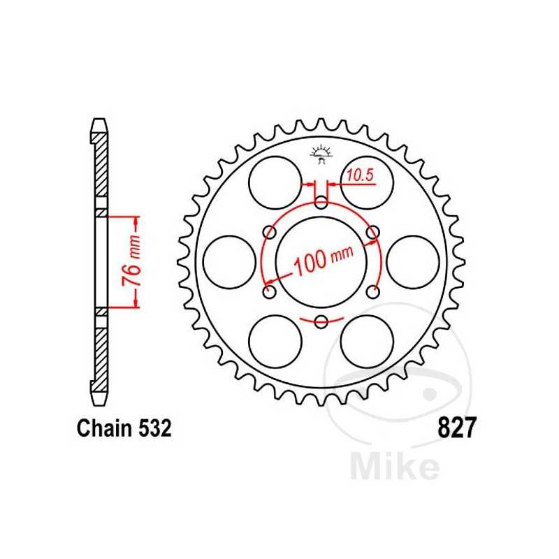 JT SPROCKETS Corona plato transmisión 44T P-532 Ø076 MM Ø100 727.56.62