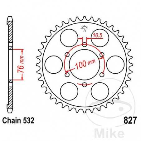 JT SPROCKETS Transmission plate crown 52T P-532 Ø076 MM Ø100 727.39.64