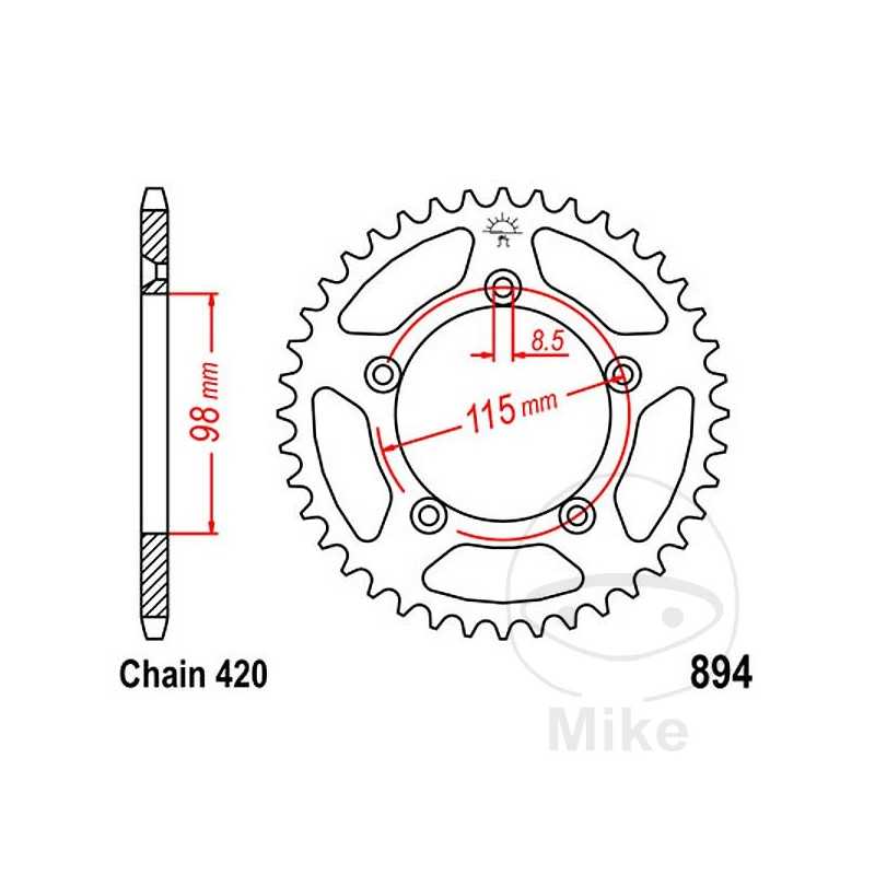 JT SPROCKETS Corona plato transmisión 46T P-420 Ø098 MM Ø115 727.56.88
