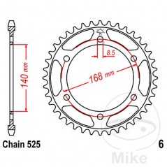 JT SPROCKETS Corona plato transmisión 41T P-525 Ø140 MM Ø168 727.58.37