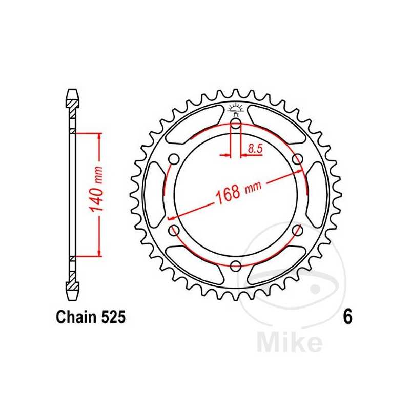 JT SPROCKETS Corona plato transmisión 41T P-525 Ø140 MM Ø168 727.58.37