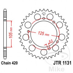 JT SPROCKETS Corona plato transmisión 50T P-420 Ø105 MM Ø125 727.01.54