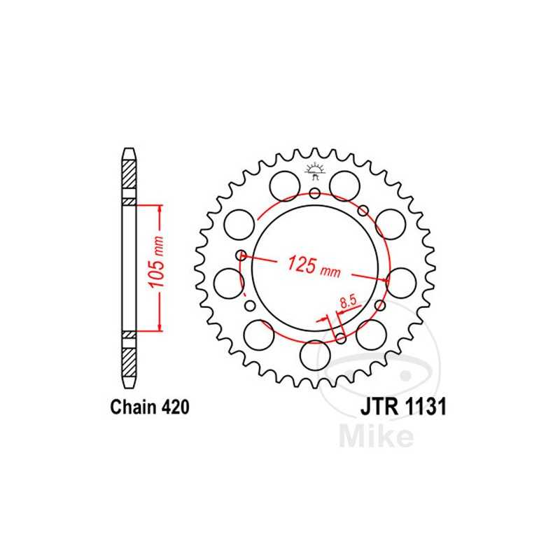 JT SPROCKETS Corona plato transmisión 45T P-420 Ø105 MM Ø125 727.85.01