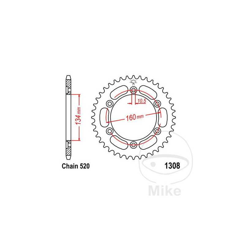 JT SPROCKETS Corona plato transmisión 42T P-520 Ø135 MM Ø160 727.88.98