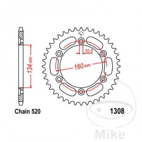 JT SPROCKETS Transmission plate crown 42T P-520 Ø135 MM Ø160 727.88.98