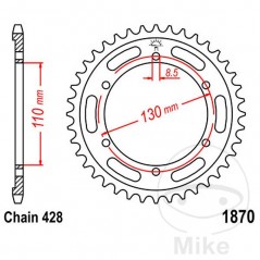 JT SPROCKETS Corona plato transmisión 44T P-428 Ø110 MM Ø130 727.91.28