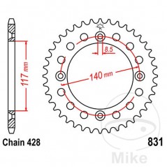 JT SPROCKETS Corona plato transmisión 46T P-428 Ø117 MM Ø140 727.00.47