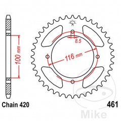 JT SPROCKETS Corona plato transmisión 48T P-420 Ø100 MM Ø116 727.00.75
