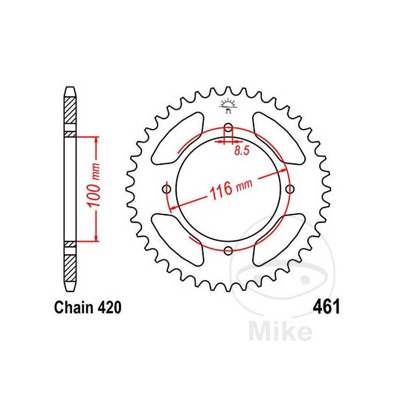 JT SPROCKETS Corona plato transmisión 49T P-420 Ø100 MM Ø116 727.05.49