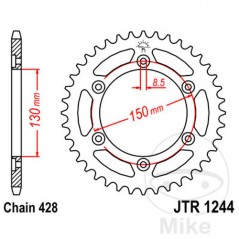 JT SPROCKETS Transmission plate crown 52T P-428 Ø130 MM Ø150 727.01.56