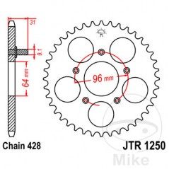 JT SPROCKETS Corona plato transmisión 48T P-428 Ø064 MM Ø096 727.01.57