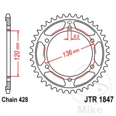 JT SPROCKETS Corona plato transmisión 46T P-428 Ø120 MM Ø136 727.01.89