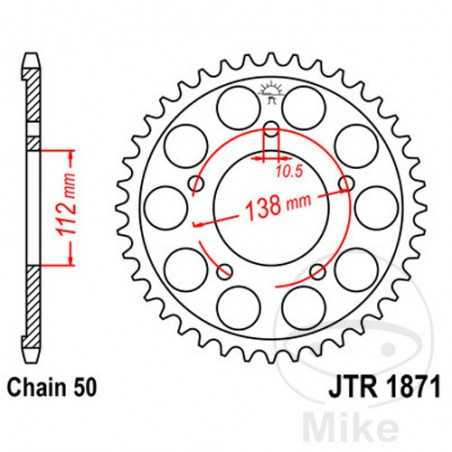 JT SPROCKETS Transmission plate crown 50T P-530 Ø112 MM Ø138 727.01.96