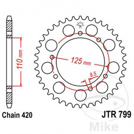 JT SPROCKETS Transmission plate crown 50T P-420 Ø110 MM Ø125 727.02.74
