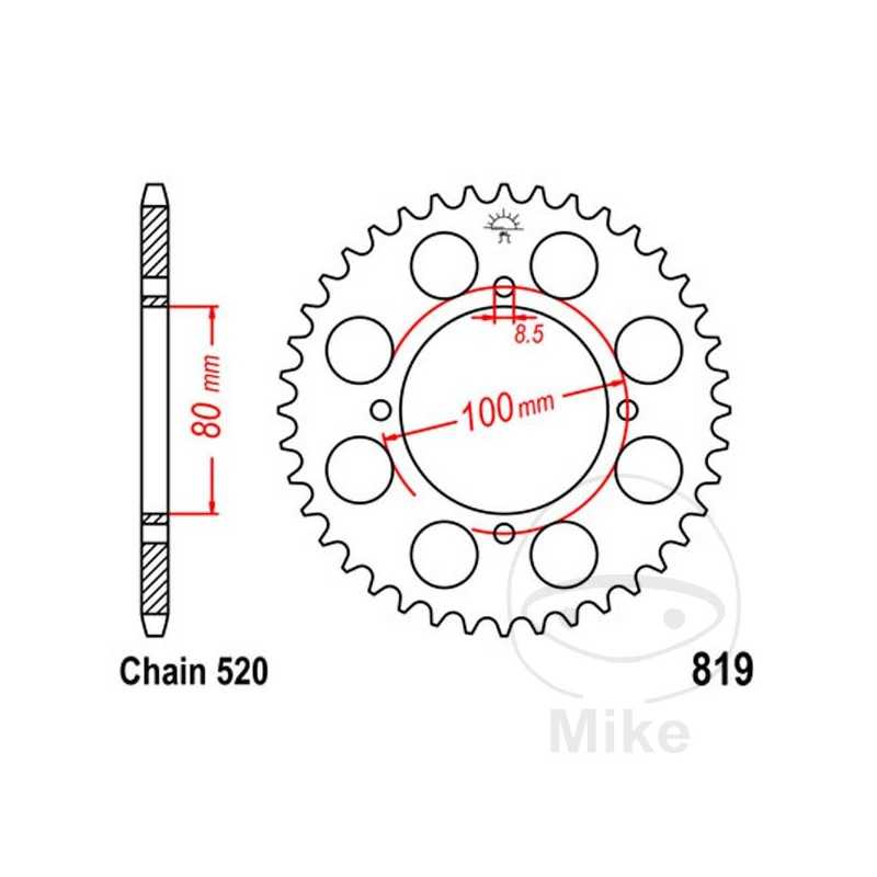 JT SPROCKETS Corona plato transmisión 37T P-520 Ø80 MM Ø100 727.09.77