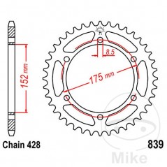 JT SPROCKETS Corona plato transmisión 51T P-428 Ø153 MM Ø175 727.03.61