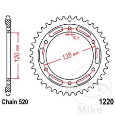 JT SPROCKETS Corona plato transmisión 36T P-520 Ø120 MM Ø138 727.03.36